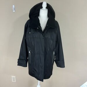 Carolina Colours Black PVU Hooded Coat Jacket Size Small